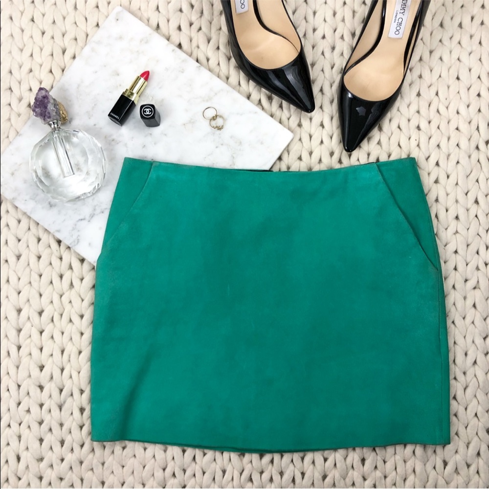Diane Von Furstenberg Green Suede Mini Skirt